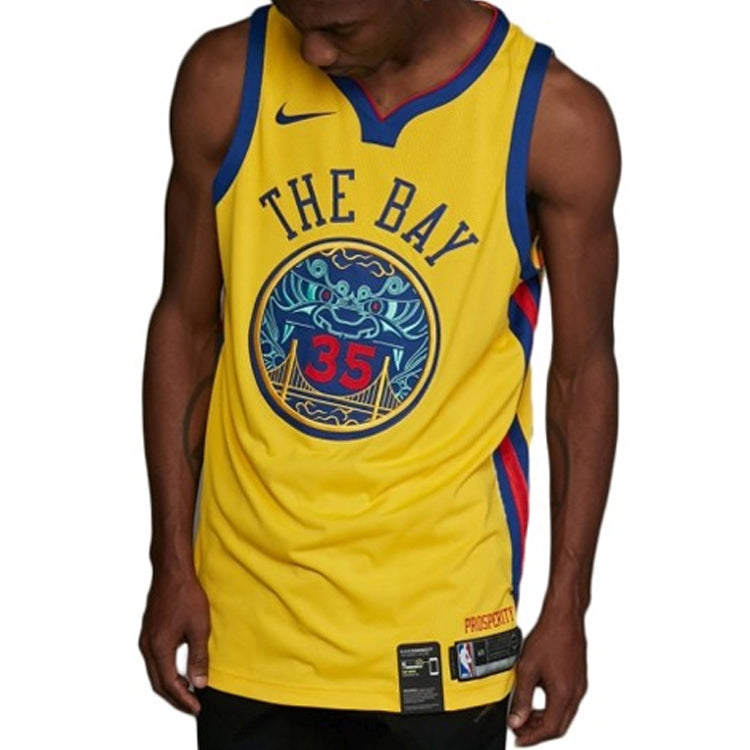 Nike NBA Golden State Warriors City Edition AU Jersey – Kevin Durant #35 Yellow (AH6052-729)