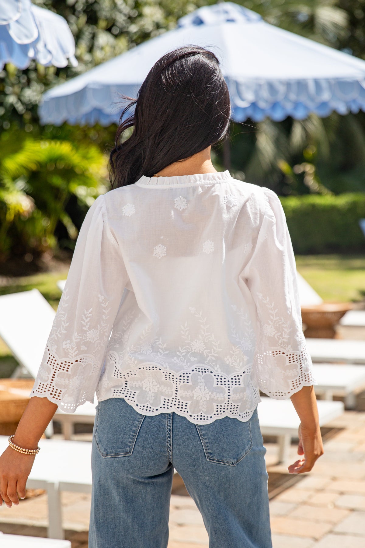 Vineyard Brunch Floral White Tie Front Blouse