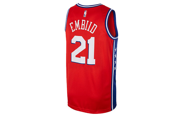 Nike NBA Philadelphia 76ers Joel Embiid SW Fan Edition Jersey | Red #21 | 877219-659