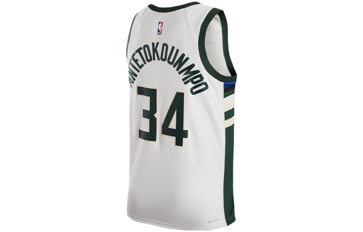 Nike NBA Milwaukee Bucks #34 Giannis Antetokounmpo Association Edition Swingman Jersey 2022/23 – White | DN2084-100