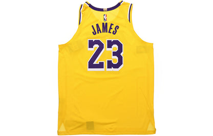 Nike NBA Los Angeles Lakers LeBron James #23 Connected Authentic Jersey 'Yellow' AA7265-735
