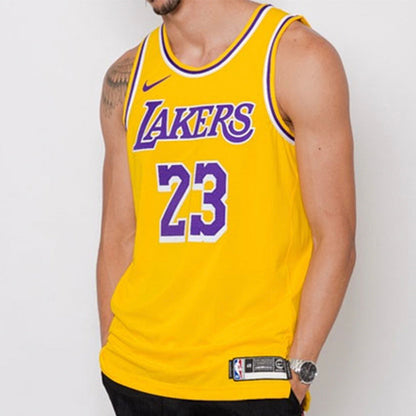 Nike NBA Los Angeles Lakers LeBron James #23 Connected Authentic Jersey 'Yellow' AA7265-735