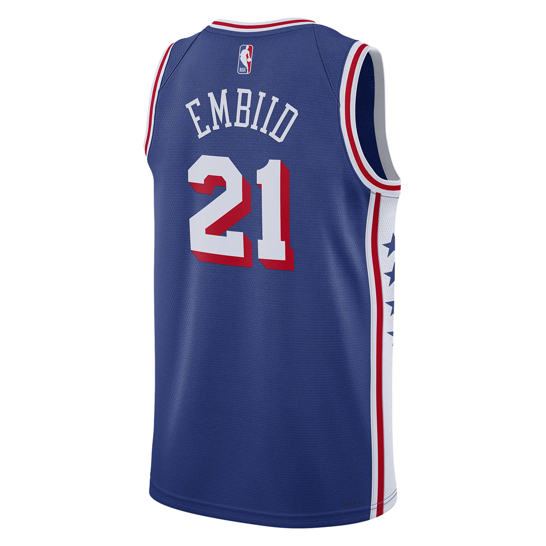 Nike Joel Embiid Philadelphia 76ers 2023/24 Icon Edition Swingman Jersey #21 – Blue (DX8620-401)