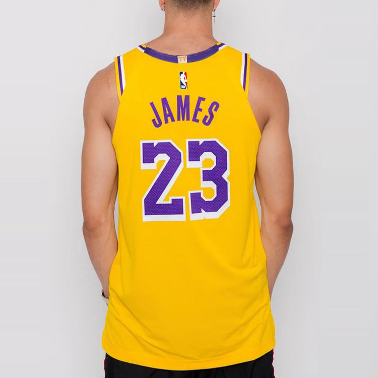 Nike NBA Los Angeles Lakers LeBron James #23 Connected Authentic Jersey 'Yellow' AA7265-735