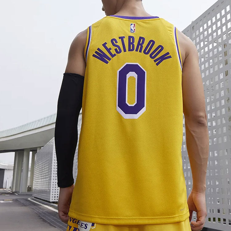 Nike NBA Los Angeles Lakers Russell Westbrook #0 Icon Edition Swingman Jersey 'Gold' CW3669-741