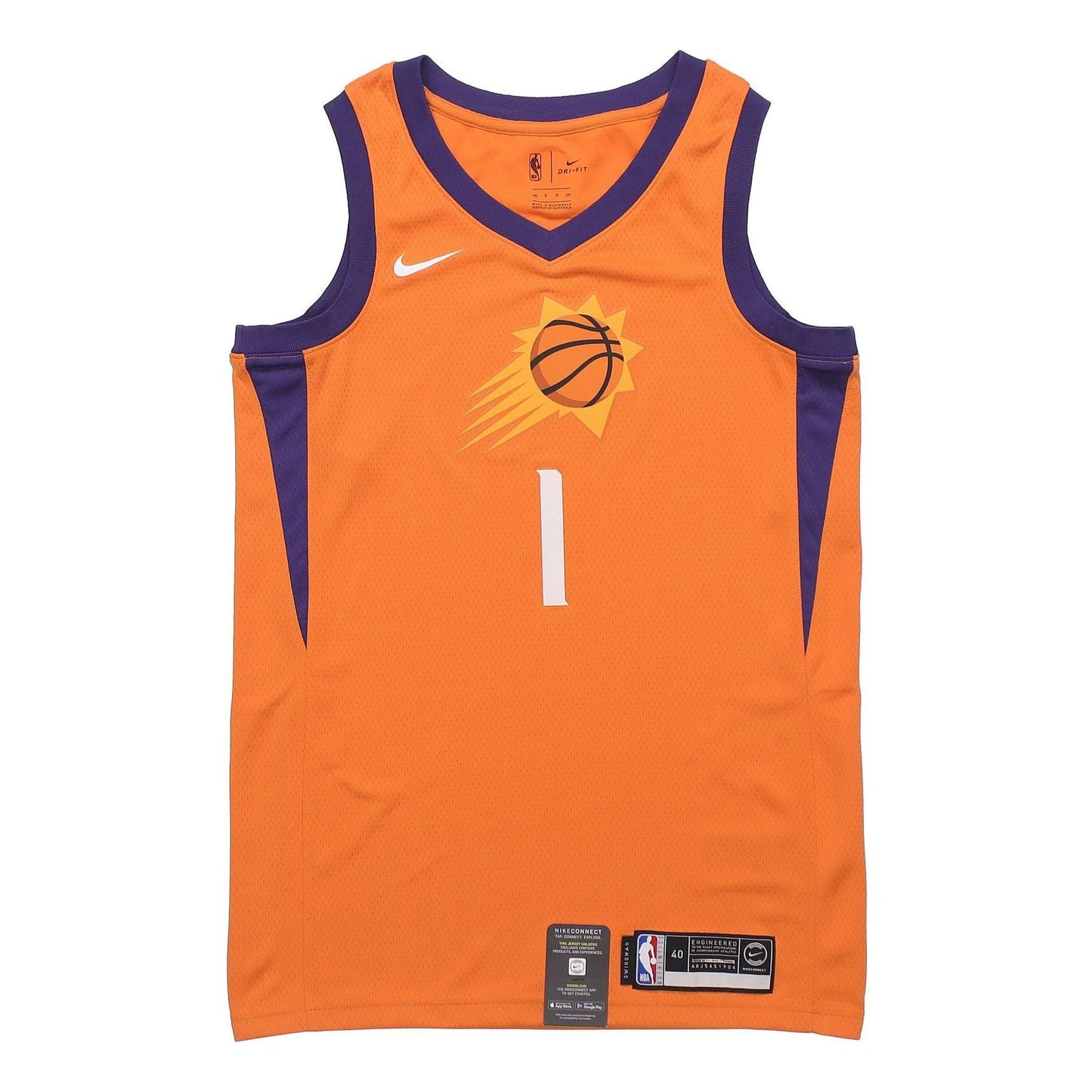 Nike x NBA Phoenix Suns Devin Booker #1 Statement Edition Swingman Jersey – Orange / Purple (AT9813-843)