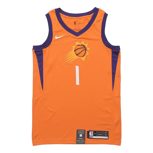 Nike x NBA Phoenix Suns Devin Booker #1 Statement Edition Swingman Jersey – Orange / Purple (AT9813-843)
