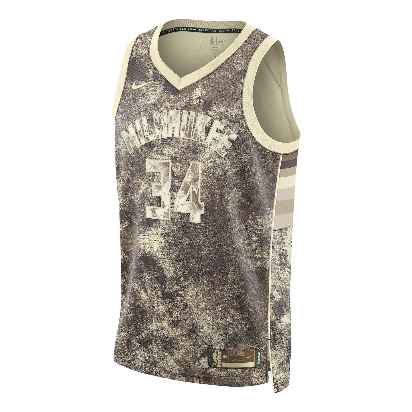 Nike Dri-FIT NBA Giannis Antetokounmpo #34 Milwaukee Bucks Select Series Swingman Jersey – Olive/Cream (FD4095-280)
