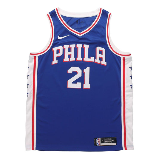 Nike NBA Philadelphia 76ers Joel Embiid SW Fan Edition Jersey | Blue #21 | CW3678-495