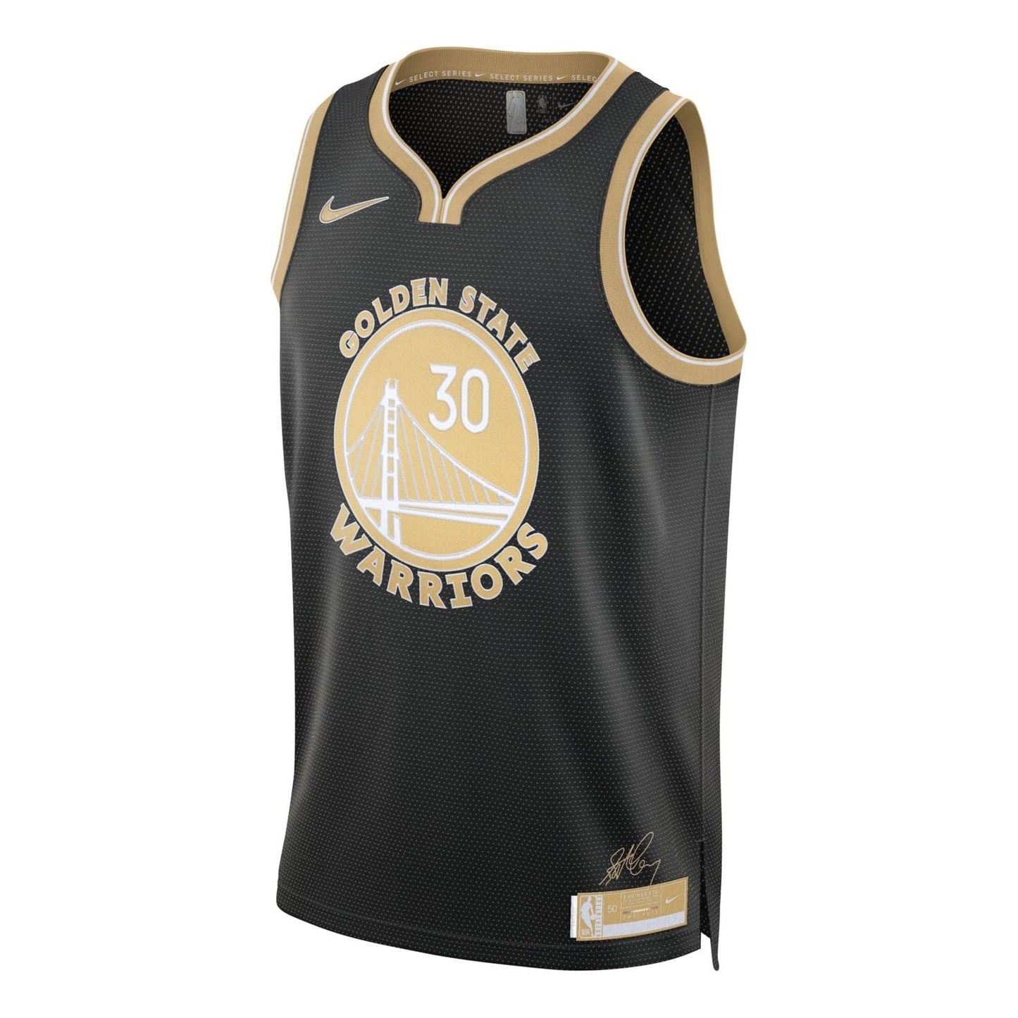 Nike NBA Golden State Warriors Stephen Curry #30 Select Series Swingman Jersey – Black/Gold (FN5907-053)