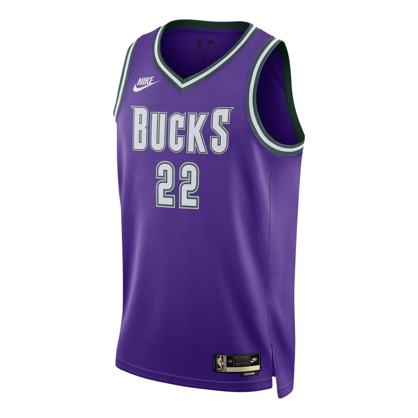 Nike NBA Milwaukee Bucks Khris Middleton #22 Classic Edition Swingman Jersey – Purple/Green (DO9450-506)