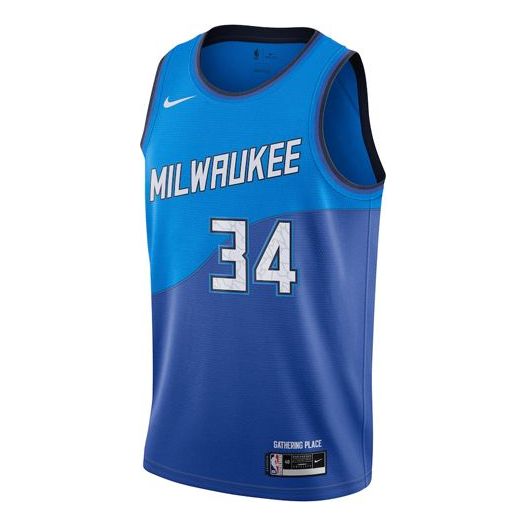Nike NBA Milwaukee Bucks Giannis Antetokounmpo SW Fan Edition City Edition Jersey | Blue #34 | 2020/21 | CN1743-408