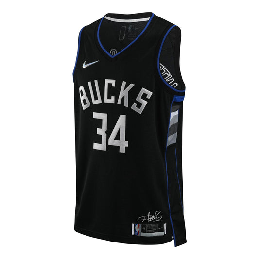 Nike NBA Milwaukee Bucks Giannis Antetokounmpo Icon Edition Swingman Jersey | Black #34 | DH8058-010