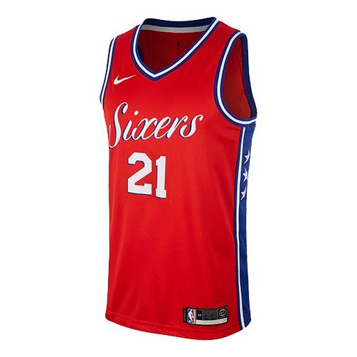 Nike NBA Philadelphia 76ers Joel Embiid SW Fan Edition Jersey | Red #21 | 877219-659