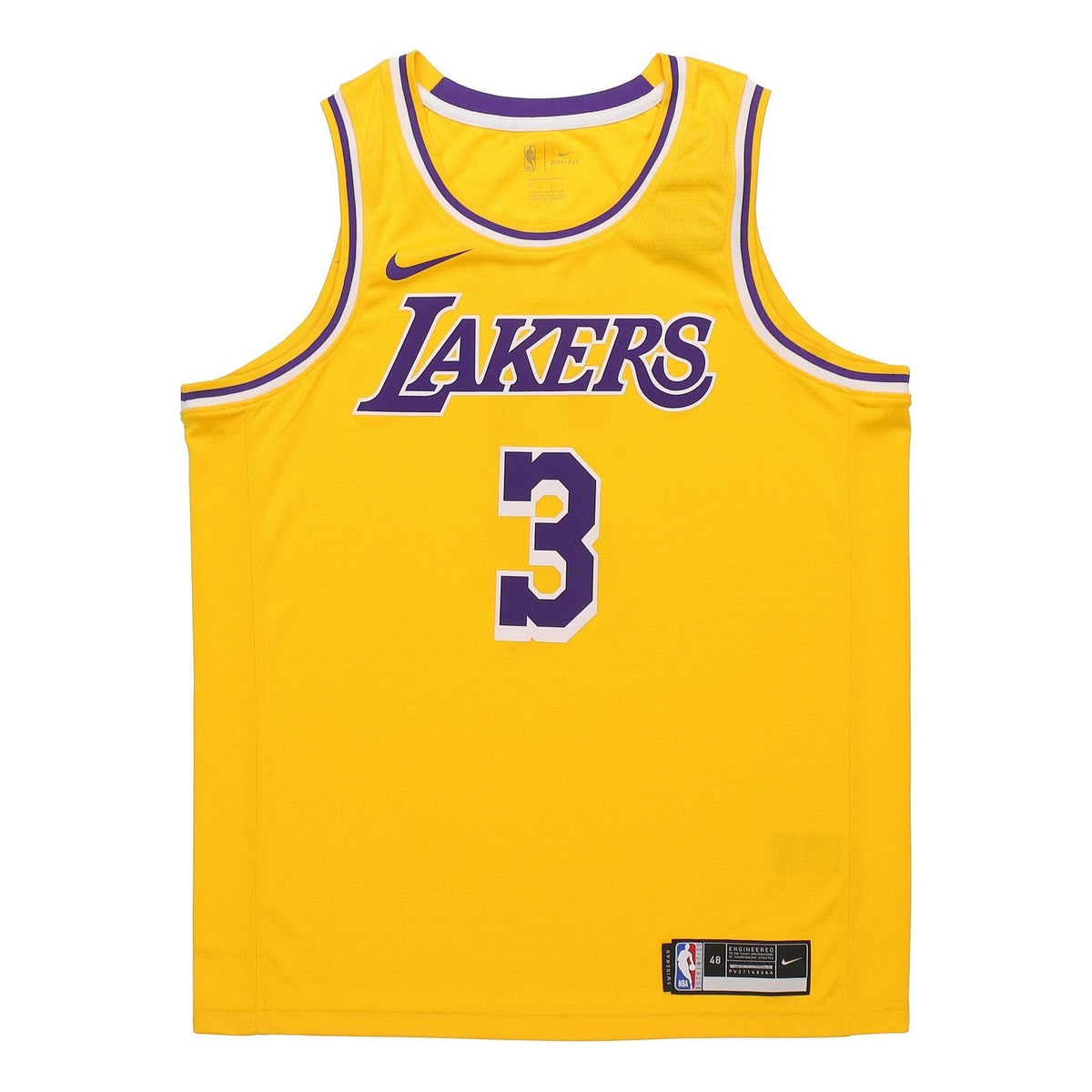 Nike NBA Los Angeles Lakers Anthony Davis SW Fan Edition Jersey | Yellow #3 | 2019/20 | CW3669-728