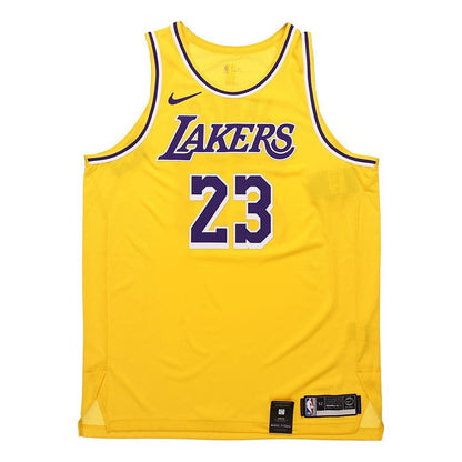 Nike NBA Los Angeles Lakers LeBron James #23 Connected Authentic Jersey 'Yellow' AA7265-735