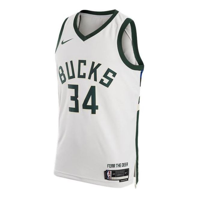 Nike NBA Milwaukee Bucks #34 Giannis Antetokounmpo Association Edition Swingman Jersey 2022/23 – White | DN2084-100