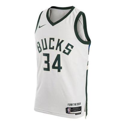 Nike NBA Milwaukee Bucks #34 Giannis Antetokounmpo Association Edition Swingman Jersey 2022/23 – White | DN2084-100