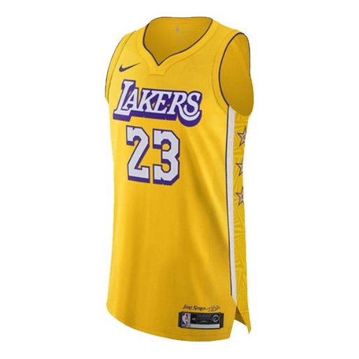 Nike NBA Los Angeles Lakers City Edition AU Authentic Jersey – LeBron James – Yellow (2019-20) | Style AV4583-728