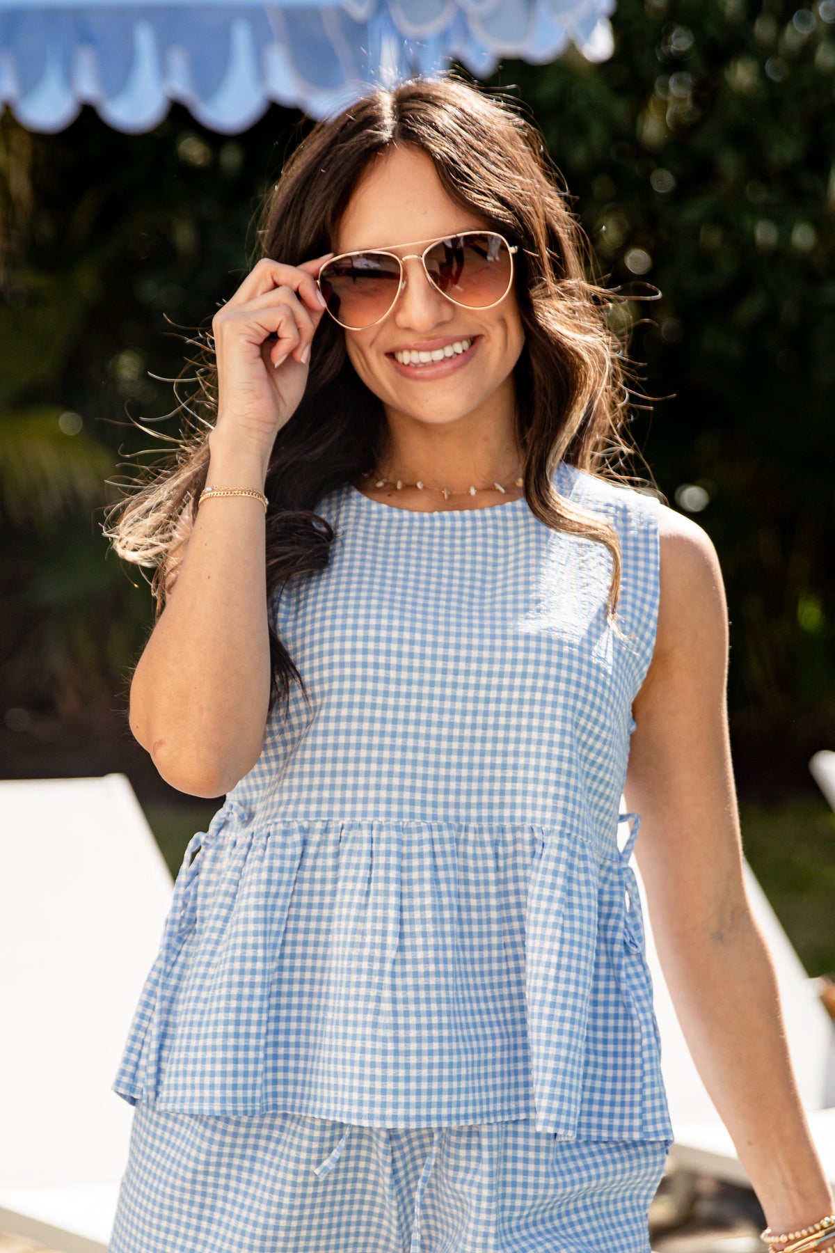 Sun Chaser Gingham Peplum Tank - DU Deal