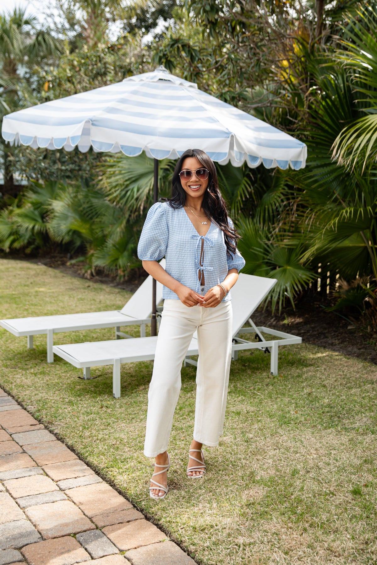 Picnic Ready Gingham Puff Sleeve Top - DU Deal