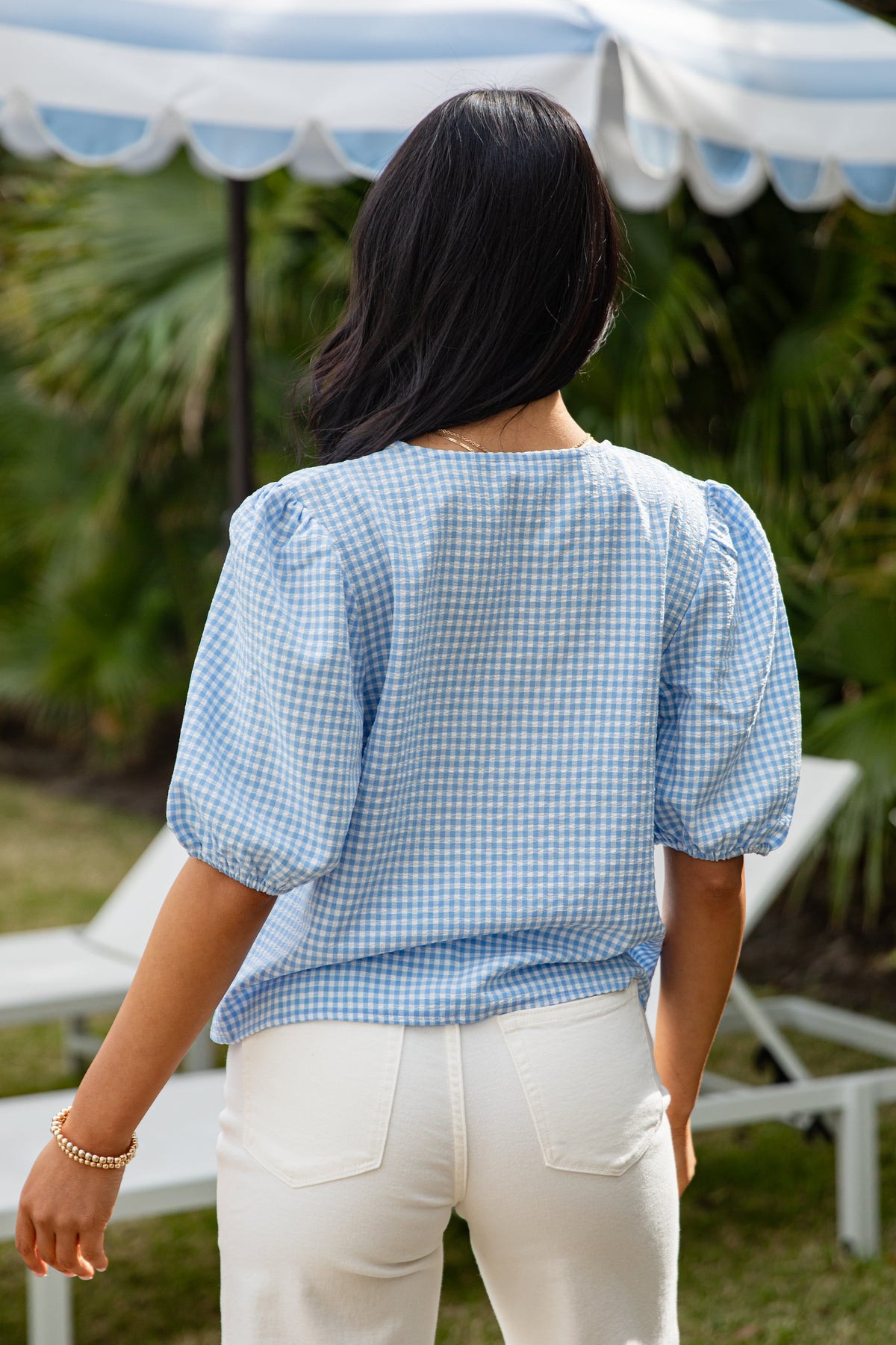 Picnic Ready Gingham Puff Sleeve Top - DU Deal