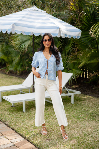 Picnic Ready Gingham Puff Sleeve Top - DU Deal