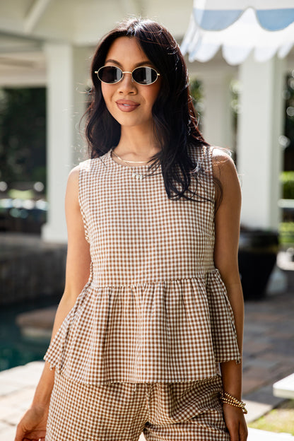 Sun Chaser Gingham Peplum Tank - DU Deal