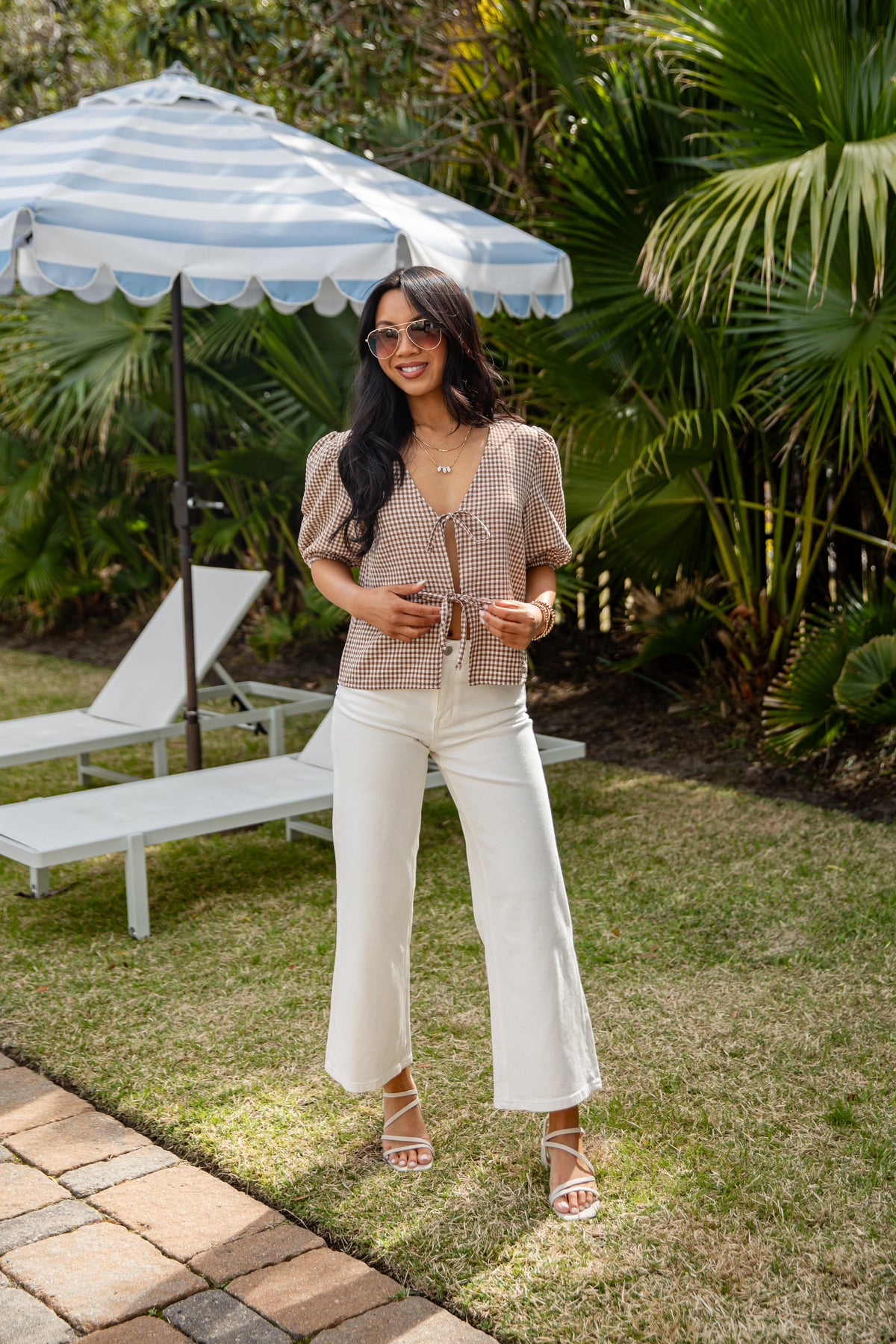 Picnic Ready Gingham Puff Sleeve Top - DU Deal