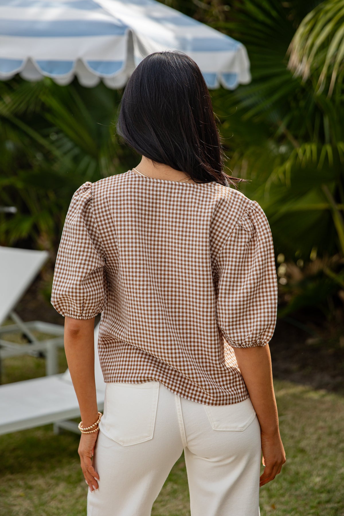 Picnic Ready Gingham Puff Sleeve Top - DU Deal