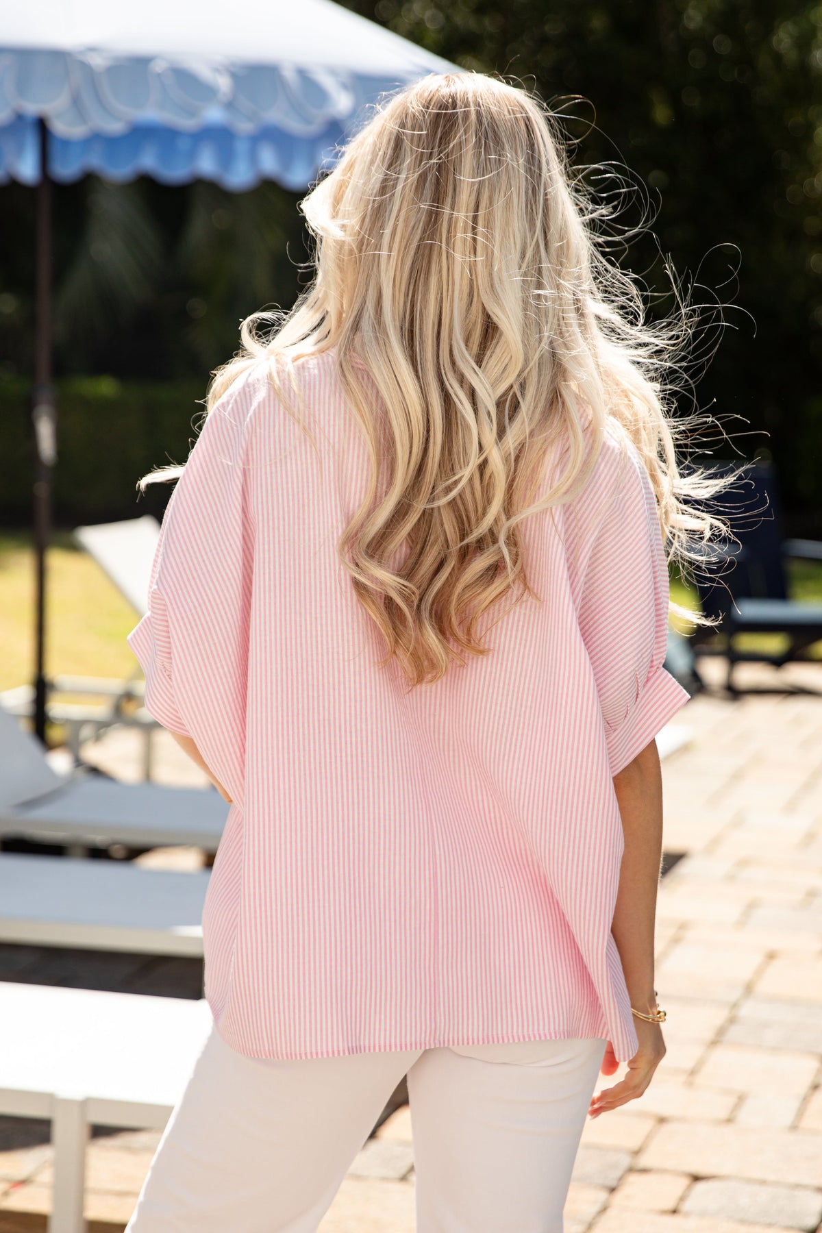 Pink Harbor Stripe Button Up Top - DU Deal