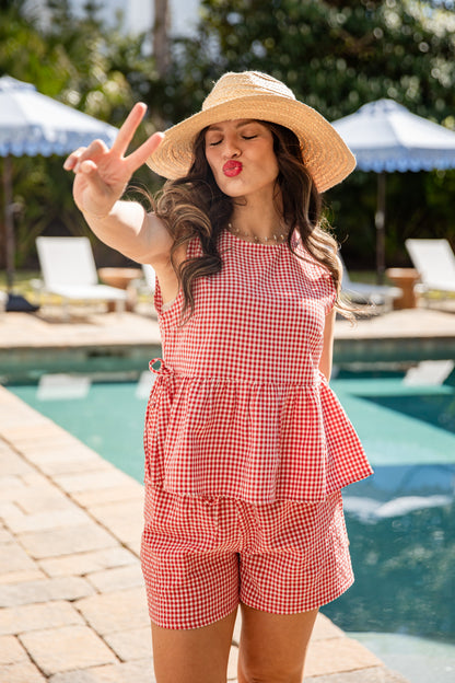 Sun Chaser Gingham Peplum Tank - DU Deal