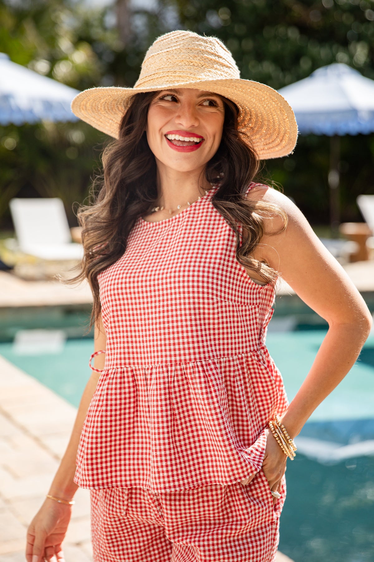 Sun Chaser Gingham Peplum Tank - DU Deal