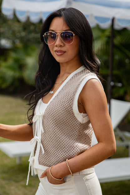 Timeless Texture Tie-Front Knit Top - DU Deal