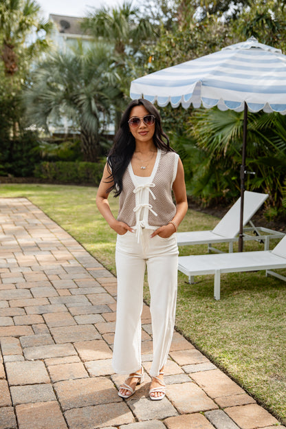 Timeless Texture Tie-Front Knit Top - DU Deal