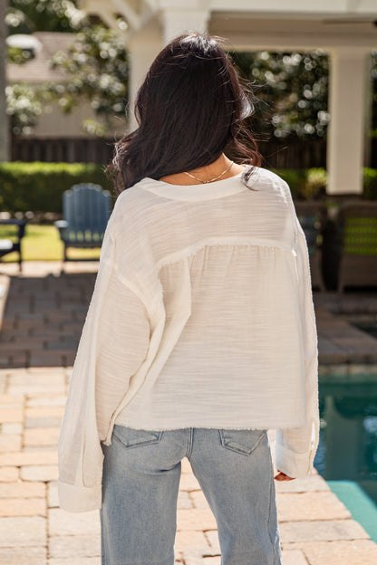 Airlight Button Up White Relaxed Blouse