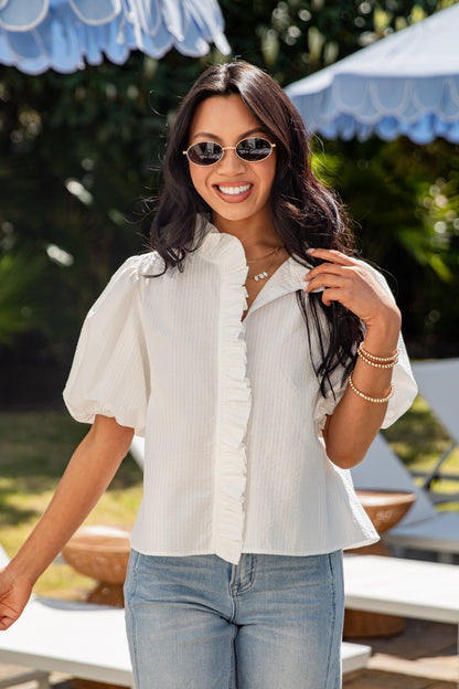Simply Sophisticated Puff Sleeve White Blouse