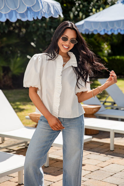 Simply Sophisticated Puff Sleeve White Blouse