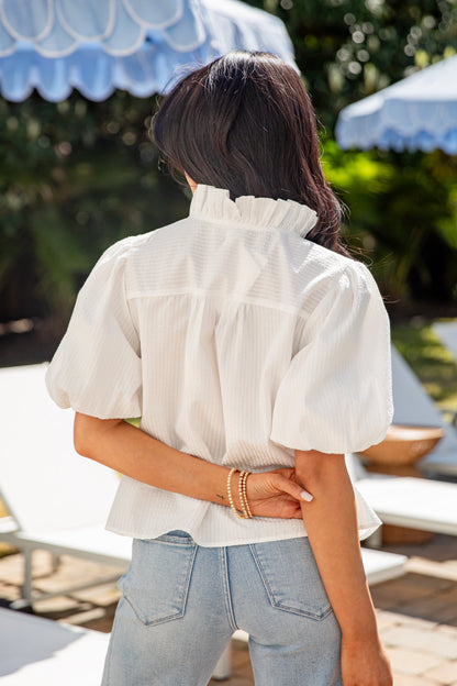 Simply Sophisticated Puff Sleeve White Blouse