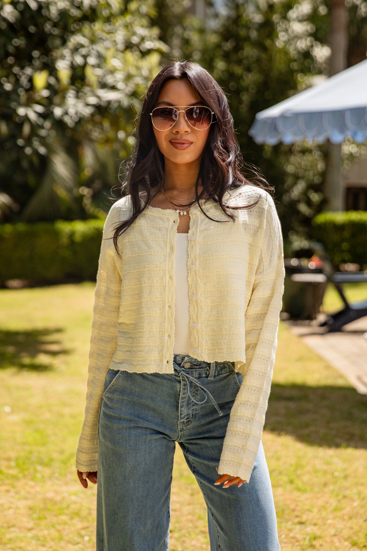 On The Daily Yellow Knit Cardigan