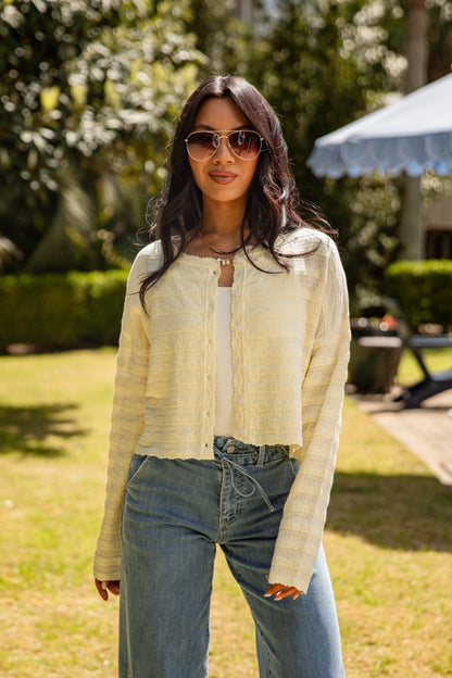 On The Daily Yellow Knit Cardigan