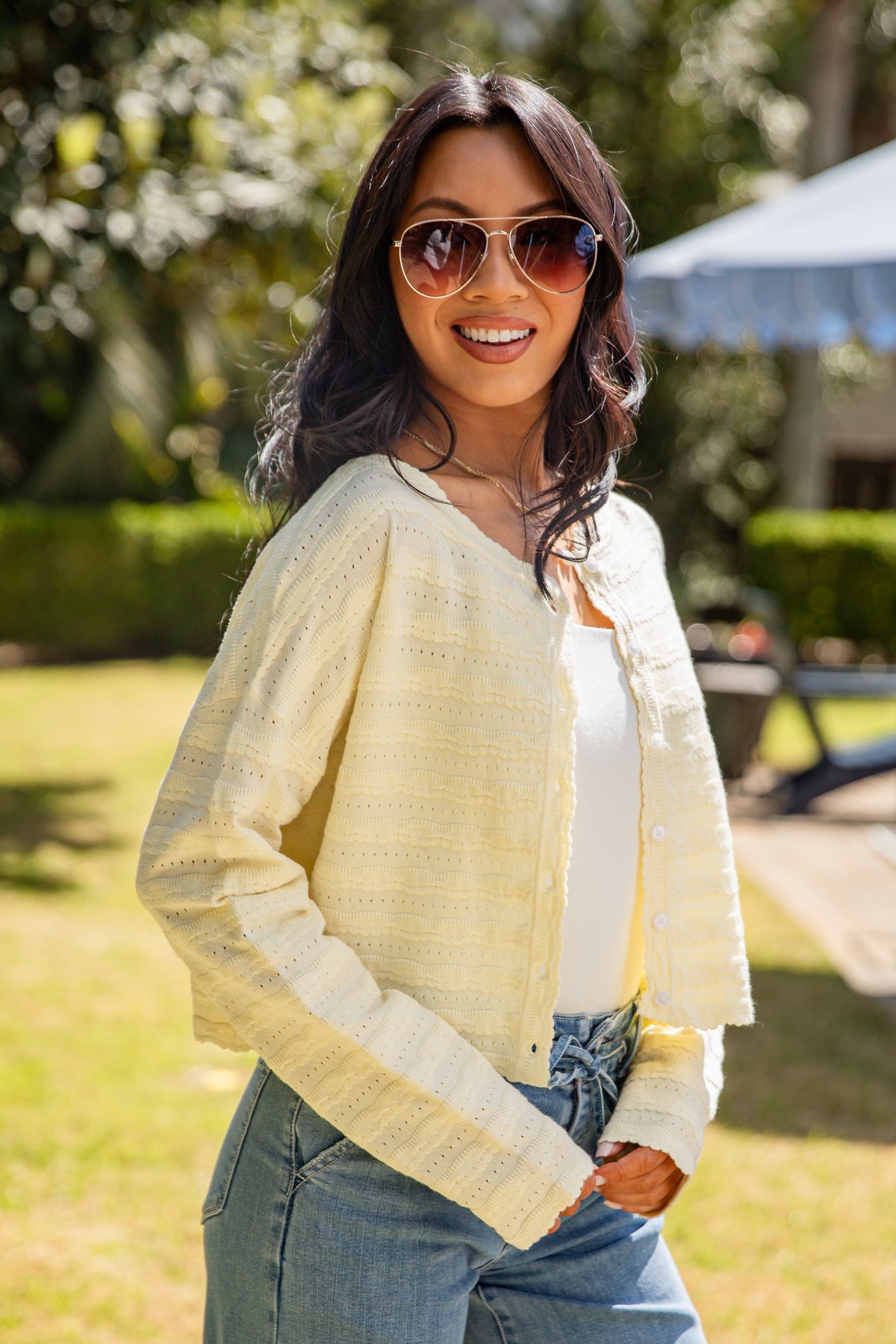 On The Daily Yellow Knit Cardigan