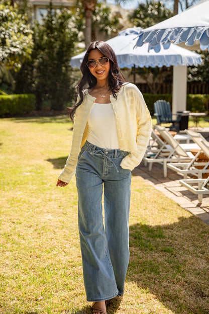 On The Daily Yellow Knit Cardigan